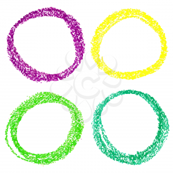 Set of Mardi Gras circle spots of pastel crayon, isolated on white background