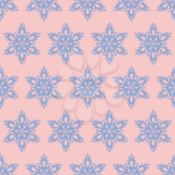 Snowflake seamless.pattern. Christmas background. Rose quarts and serenity colors.