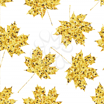 Seamless pattern with golden maple leaves. Vector illustration