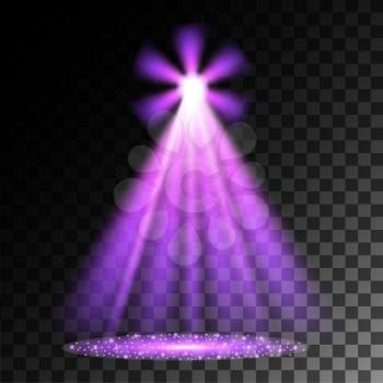 Purple spotlights. Scene. Light Effects. Vector illustration