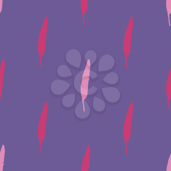 Ultra violet bird feather seamless pattern. Vector illustration 