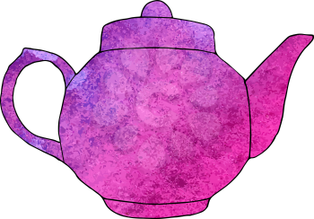 Watercolor hand drawn teapot. Vector illustration