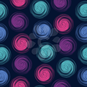 Polka dot seamless pattern with abstract circles. Vector illustration