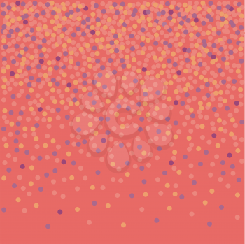 Confetti falling backdrop. Living coral. Vector illustration.