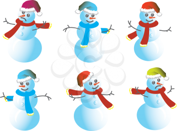 Royalty Free Clipart Image of Snowmen