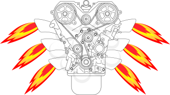 Royalty Free Clipart Image of an Internal Combustion Engine