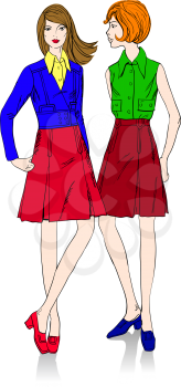 Royalty Free Clipart Image of Two Women