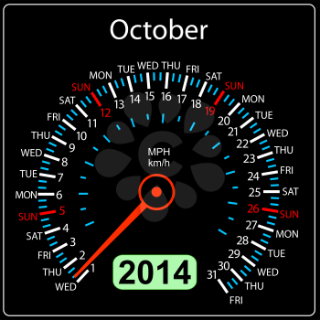 Royalty Free Clipart Image of a Speedometer Calendar