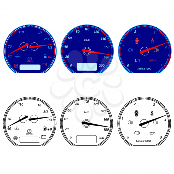 Royalty Free Clipart Image of Car Speedometers