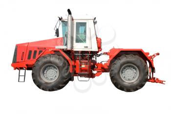 Red tractor isolated on white background