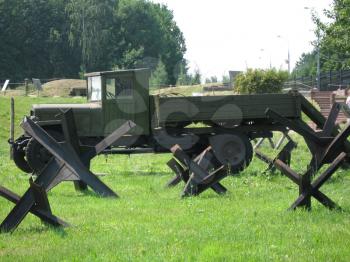 Old military technology on parking in a museum Russia Moscow