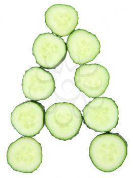 Vegetable Alphabet of chopped cucumber  - letter A