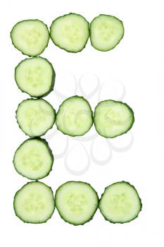 Vegetable Alphabet of chopped cucumber  - letter E