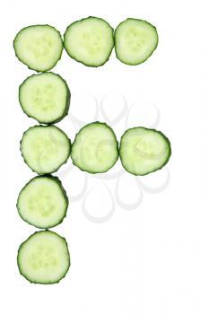 Vegetable Alphabet of chopped cucumber  - letter F