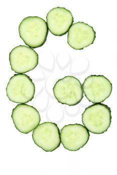Vegetable Alphabet of chopped cucumber  - letter G