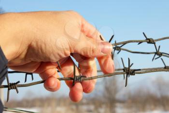 Hand of prison and sky background