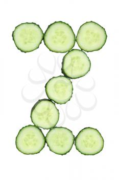 Vegetable Alphabet of chopped cucumber  - letter Z