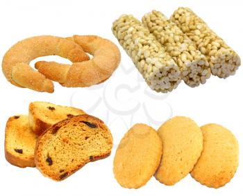 Set of cookies of the various form on a white background