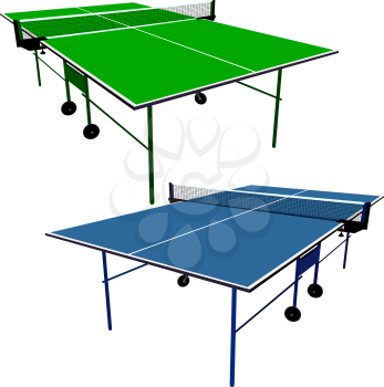 Ping pong blue and green table tennis. Vector illustration.
