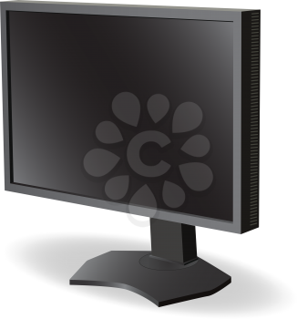 Black lcd tv  monitor on white background. Vector illustration 