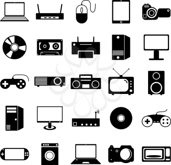Collection flat icons. Eectronic devices symbols. Vector illustration.