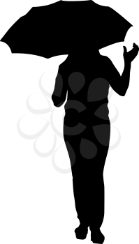 Silhouette of girl with an umbrella. Vector illustration.
