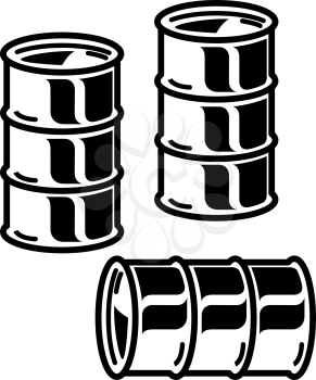 Silhouettes  metal barrels  for oil on white background. Vector illustration.