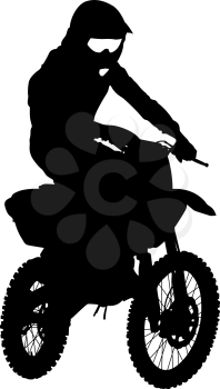 Black silhouettes Motocross rider on a motorcycle. Vector illustrations.