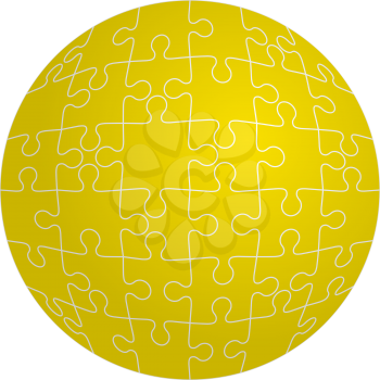 Jigsaw puzzle in the shape of a sphere. Vector illustration.
