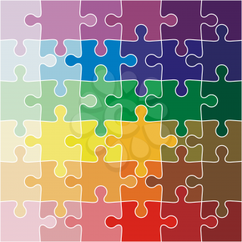 Jigsaw puzzle color of the rainbow. Vector illustration.