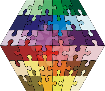Vector Illustration jigsaw puzzle cuboid.