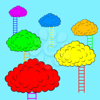 Color clouds with stairs, vector illustration