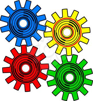 Colors  gears on white background vector
