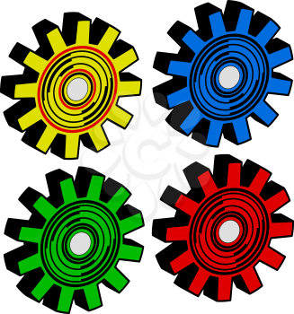 Colors  gears on white background vector
