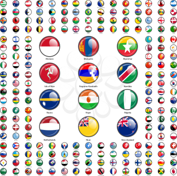 Set Flags of world sovereign states. Vector illustration.