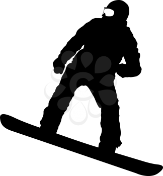 Black silhouettes  snowboarders on white background. Vector illustration.