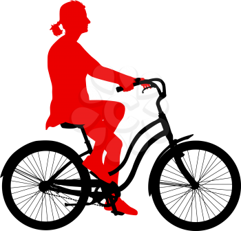Silhouette of a cyclist girl. vector illustration.