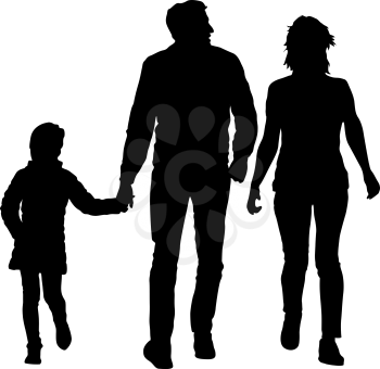 Silhouette of happy family on a white background. Vector illustration