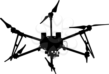 Black silhouette drone quadrocopter a vector illustration.
