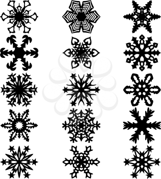 Set snowflakes icons on white background, vector illustration.