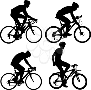 Set silhouette of a cyclist male. vector illustration.