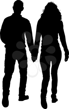 Couples man and woman silhouettes on a white background. Vector illustration.