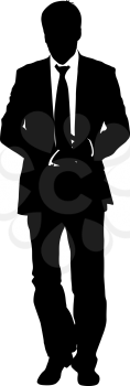 Silhouette businessman man in suit with tie on a white background. Vector illustration.