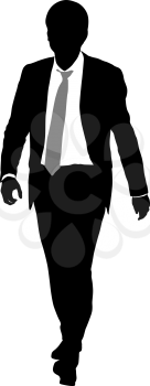 Silhouette businessman man in suit with tie on a white background. Vector illustration.