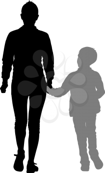 Silhouette of happy family on a white background. Vector illustration