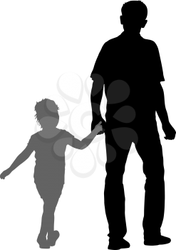 Silhouette of happy family on a white background.