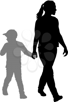 Silhouette of happy family on a white background.