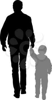 Silhouette of happy family on a white background.