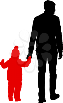 Silhouette of happy family on a white background.