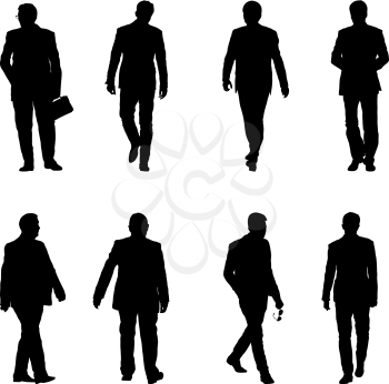 Set silhouette businessman man in suit on a white background.